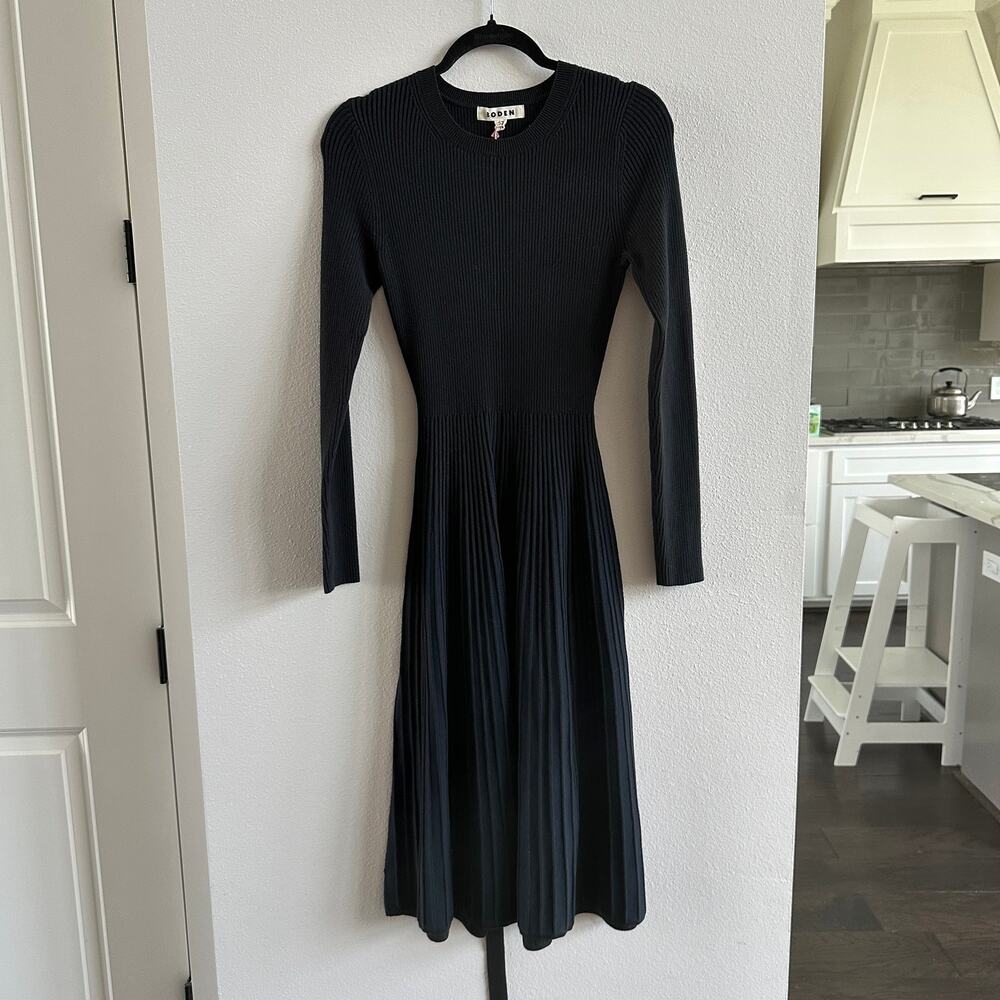 Boden Lola Knitted Midi Dress Navy, Black Plated New Size 6R